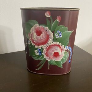 Floral Painted Metal Container